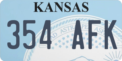 KS license plate 354AFK