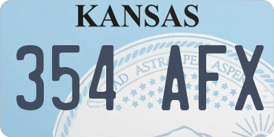 KS license plate 354AFX