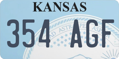 KS license plate 354AGF