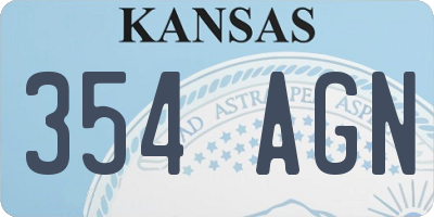 KS license plate 354AGN
