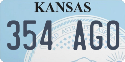 KS license plate 354AGO