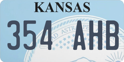 KS license plate 354AHB