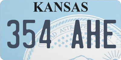 KS license plate 354AHE
