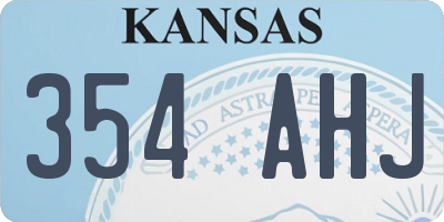 KS license plate 354AHJ