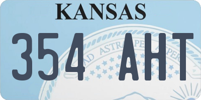 KS license plate 354AHT
