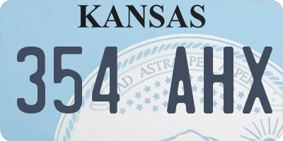 KS license plate 354AHX