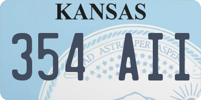 KS license plate 354AII