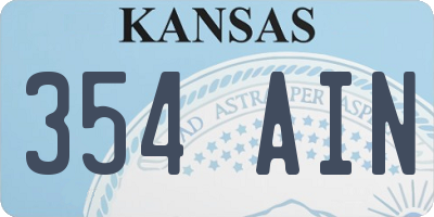 KS license plate 354AIN