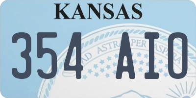 KS license plate 354AIO
