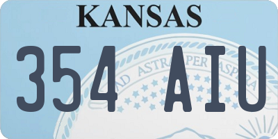 KS license plate 354AIU