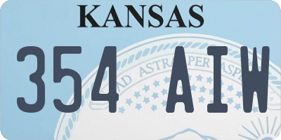 KS license plate 354AIW