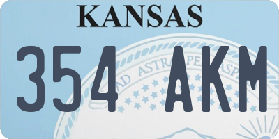 KS license plate 354AKM