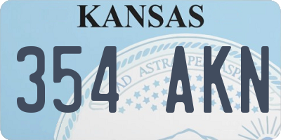 KS license plate 354AKN