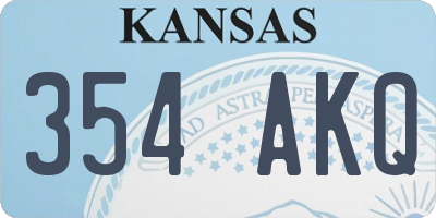 KS license plate 354AKQ