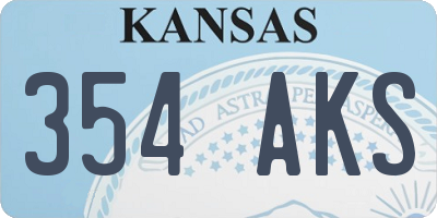 KS license plate 354AKS