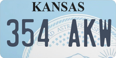 KS license plate 354AKW