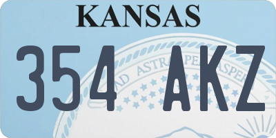 KS license plate 354AKZ