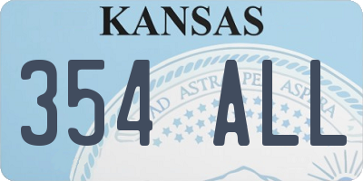KS license plate 354ALL