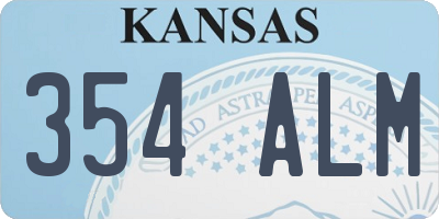 KS license plate 354ALM