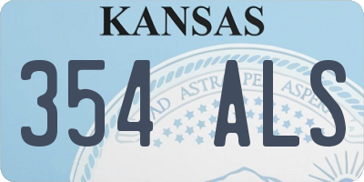 KS license plate 354ALS