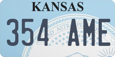 KS license plate 354AME