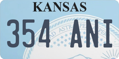 KS license plate 354ANI
