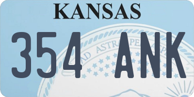 KS license plate 354ANK