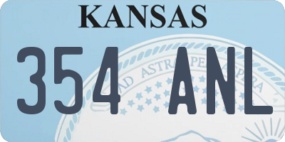 KS license plate 354ANL