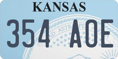 KS license plate 354AOE