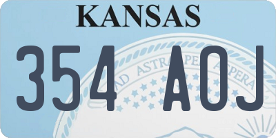 KS license plate 354AOJ