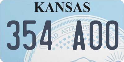 KS license plate 354AOO