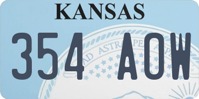 KS license plate 354AOW