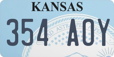 KS license plate 354AOY