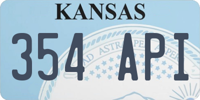 KS license plate 354API