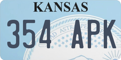 KS license plate 354APK