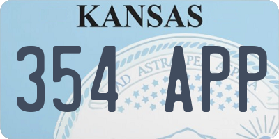 KS license plate 354APP