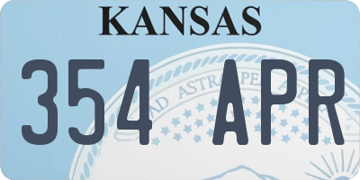 KS license plate 354APR
