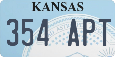 KS license plate 354APT