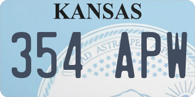 KS license plate 354APW