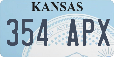 KS license plate 354APX