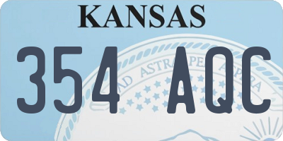 KS license plate 354AQC