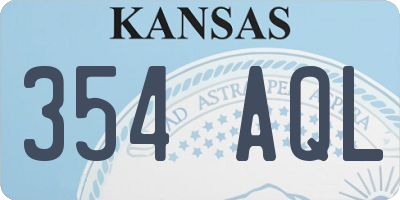 KS license plate 354AQL