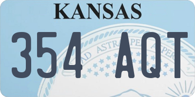 KS license plate 354AQT