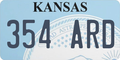 KS license plate 354ARD