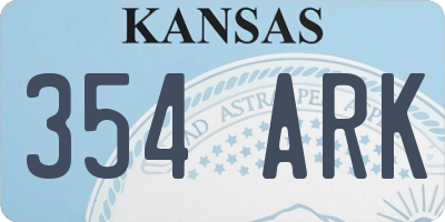 KS license plate 354ARK