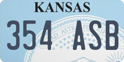 KS license plate 354ASB