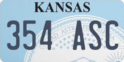 KS license plate 354ASC
