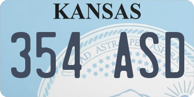 KS license plate 354ASD