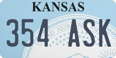KS license plate 354ASK