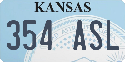 KS license plate 354ASL